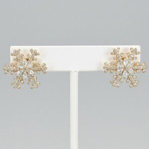 Rhinestone Christmas Snowflake Pierced Stud Earrings